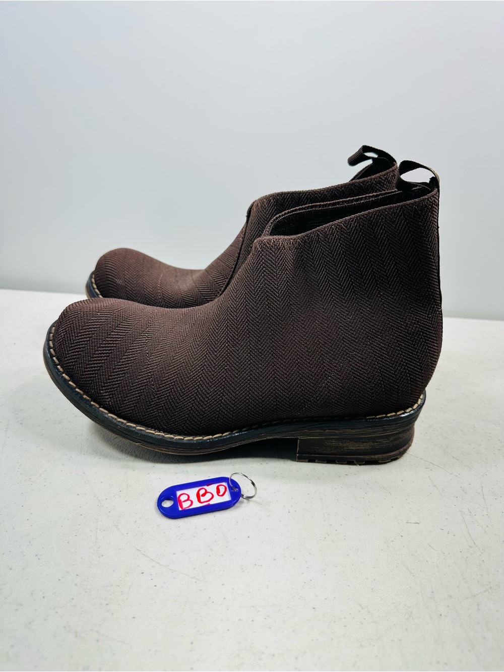 Charleston Shoe Co Barcelona Brown Herringbone Ankle Boot Womens Size 7
